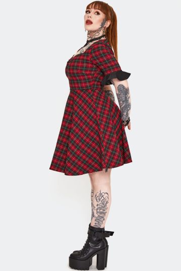 Red Tartan Dress With Back Heart 