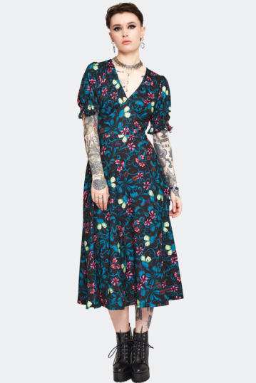 Venus Flytrap Print Midi Dress