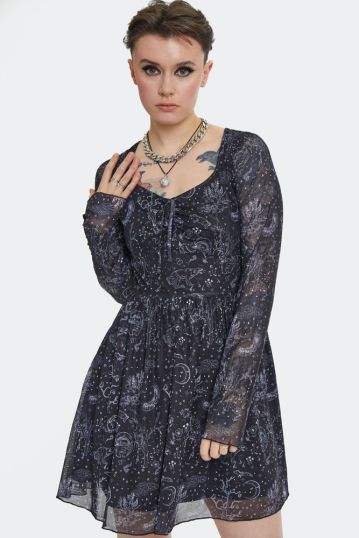 Night Forest Long Sleeve Dress Plus Size
