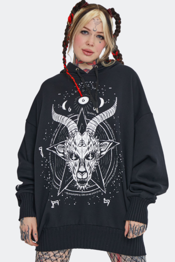 Baphomet Printed Oversized Hoodie