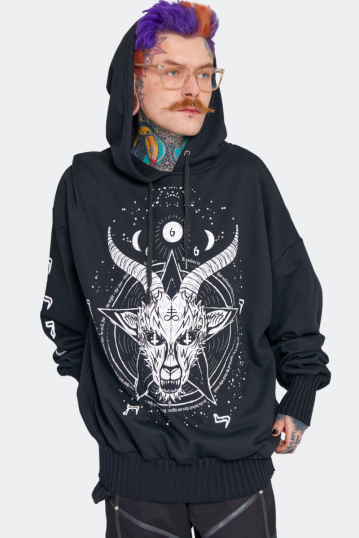 Baphomet Printed Oversized Hoodie